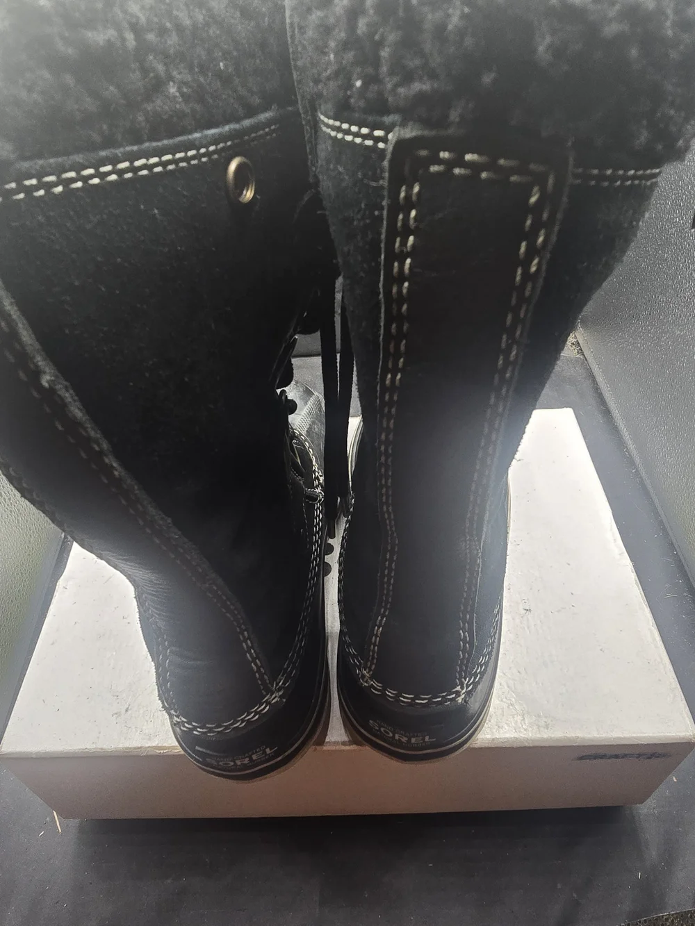 Sorel Black Women's Winter Rain‎ Boots with Shearling Collar